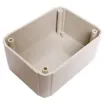 This range of low cost 
ABS enclosures include mounting ears for surface mounting. In addition, they include a shallow recess on the base and lid to house a membrane or lexan panel. Moulded mounting posts are included in both the base and lid for securin