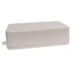 This range of low cost ABS enclosures include mounting ears for surface mounting. In addition, they include a shallow recess on the base and lid to house a membrane or lexan panel. Moulded mounting posts are included in both the base and lid for securing