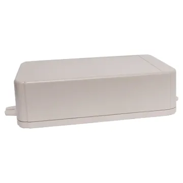 This range of low cost ABS enclosures include mounting ears for surface mounting. In addition, they include a shallow recess on the base and lid to house a membrane or lexan panel. Moulded mounting posts are included in both the base and lid for securing