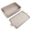 This range of low cost ABS enclosures include mounting ears for surface mounting. In addition, they include a shallow recess on the base and lid to house a membrane or lexan panel. Moulded mounting posts are included in both the base and lid for securing