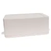 This range of low cost 
ABS enclosures include mounting ears for surface mounting. In addition, they include a shallow recess on the base and lid to house a membrane or lexan panel. Moulded mounting posts are included in both the base and lid for securin