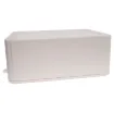 This range of low cost 
ABS enclosures include mounting ears for surface mounting. In addition, they include a shallow recess on the base and lid to house a membrane or lexan panel. Moulded mounting posts are included in both the base and lid for securin