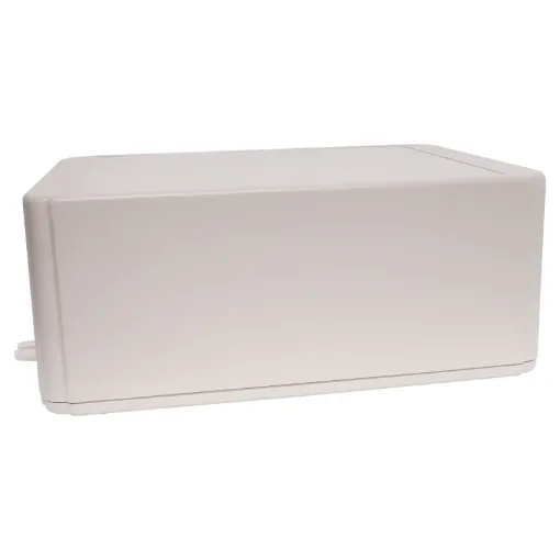 This range of low cost 
ABS enclosures include mounting ears for surface mounting. In addition, they include a shallow recess on the base and lid to house a membrane or lexan panel. Moulded mounting posts are included in both the base and lid for securin