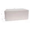 This range of low cost 
ABS enclosures include mounting ears for surface mounting. In addition, they include a shallow recess on the base and lid to house a membrane or lexan panel. Moulded mounting posts are included in both the base and lid for securin
