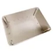This range of low cost 
ABS enclosures include mounting ears for surface mounting. In addition, they include a shallow recess on the base and lid to house a membrane or lexan panel. Moulded mounting posts are included in both the base and lid for securin