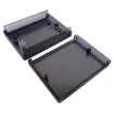 A mini instrument case (105W x 80D x 33Hmm) constructed from translucent black ABS plastic. 4 piece tongue and groove construction. Enclosure panels are easily customisable for your project.