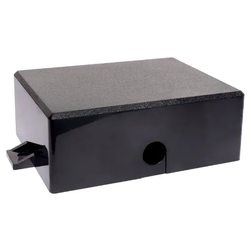 Compact plastic housing with mounting flanges. Two models available.