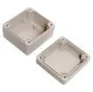 Supplied with neoprene lid sealing gasket. With the seal installed, these enclosures meet IP65 dust and hose proof standard. Supplied with a solid light grey lid (also available with a transparent lid, see H 0320). PCB mounting points are moulded into the
