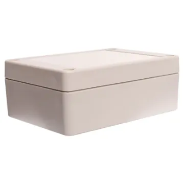 Supplied with neoprene lid sealing gasket. With the seal installed, these enclosures meet IP65 dust and hose proof standard. Supplied with a solid light grey lid (also available with a transparent lid, see H 0321). PCB mounting points are moulded into the