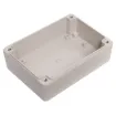 Supplied with neoprene lid sealing gasket. With the seal installed, these enclosures meet IP65 dust and hose proof standard. Supplied with a solid light grey lid (also available with a transparent lid, see H 0321). PCB mounting points are moulded into the