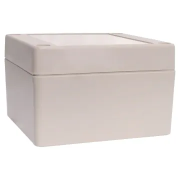 Supplied with neoprene lid sealing gasket. With the seal installed, these enclosures meet IP65 dust and hose proof standard. Supplied with a solid light grey lid (also available with a transparent lid, see H 0322). PCB mounting points are moulded into the