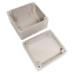 Supplied with neoprene lid sealing gasket. With the seal installed, these enclosures meet IP65 dust and hose proof standard. Supplied with a solid light grey lid (also available with a transparent lid, see H 0322). PCB mounting points are moulded into the