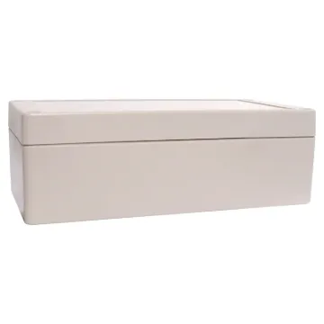 Supplied with neoprene lid sealing gasket. With the seal installed, these enclosures meet IP65 dust and hose proof standard. Supplied with a solid light grey lid (also available with a transparent lid, see H 0326). PCB mounting points are moulded into the