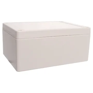 Supplied with neoprene lid sealing gasket. With the seal installed, these enclosures meet IP65 dust and hose proof standard. Supplied with a solid light grey lid (also available with a transparent lid, see H 0320). PCB mounting points are moulded into the