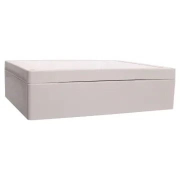 Supplied with neoprene lid sealing gasket. With the seal installed, these enclosures meet IP65 dust and hose proof standard. Supplied with a solid light grey lid (also available with a transparent lid, see H 0332A). These sturdy enclosures have 3mm thick