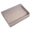 Supplied with neoprene lid sealing gasket. With the seal installed, these enclosures meet IP65 dust and hose proof standard. Supplied with a solid light grey lid (also available with a transparent lid, see H 0332A). These sturdy enclosures have 3mm thick