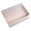 Supplied with neoprene lid sealing gasket. With the seal installed, these enclosures meet IP65 dust and hose proof standard. Supplied with a solid light grey lid (also available with a transparent lid, see H 0333). These sturdy enclosures have 3mm thick w