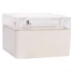 A compact 52x50x35mm sealed box enclosure fitted with clear lid. Manufactured by Ritec. Supplied with neoprene lid sealing gasket. With the seal installed, these enclosures meet IP65 dust and hose proof standard.