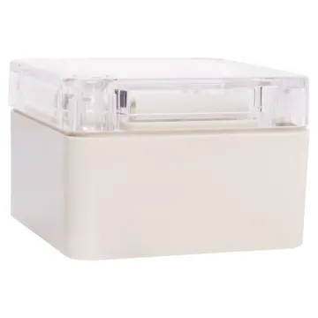 A compact 52x50x35mm sealed box enclosure fitted with clear lid. Manufactured by Ritec. Supplied with neoprene lid sealing gasket. With the seal installed, these enclosures meet IP65 dust and hose proof standard.
