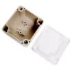 A compact 52x50x35mm sealed box enclosure fitted with clear lid. Manufactured by Ritec. Supplied with neoprene lid sealing gasket. With the seal installed, these enclosures meet IP65 dust and hose proof standard.