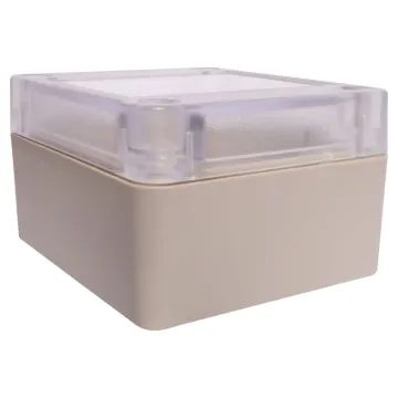 Supplied with neoprene lid sealing gasket. With the seal installed, these enclosures meet IP65 dust and hose proof standard. Supplied with a transparent lid (available with a solid grey lid, see H0300). PCB mounting points are moulded into the enclosure b