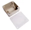 Supplied with neoprene lid sealing gasket. With the seal installed, these enclosures meet IP65 dust and hose proof standard. Supplied with a transparent lid (available with a solid grey lid, see H0300). PCB mounting points are moulded into the enclosure b