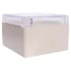 Supplied with neoprene lid sealing gasket. With the seal installed, these enclosures meet IP65 dust and hose proof standard. Supplied with a transparent lid (available with a solid grey lid, see H0302). PCB mounting points are moulded into the enclosure b