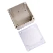 Supplied with neoprene lid sealing gasket. With the seal installed, these enclosures meet IP65 dust and hose proof standard. Supplied with a transparent lid (available with a solid grey lid, see H0302). PCB mounting points are moulded into the enclosure b