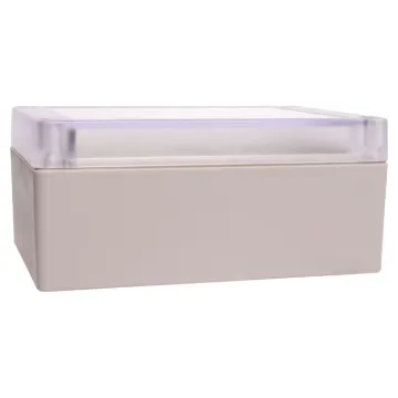 Supplied with neoprene lid sealing gasket. With the seal installed, these enclosures meet IP65 dust and hose proof standard. Supplied with a transparent lid (available with a solid grey lid, see H0304). PCB mounting points are moulded into the enclosure b