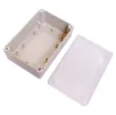 Supplied with neoprene lid sealing gasket. With the seal installed, these enclosures meet IP65 dust and hose proof standard. Supplied with a transparent lid (available with a solid grey lid, see H0304). PCB mounting points are moulded into the enclosure b