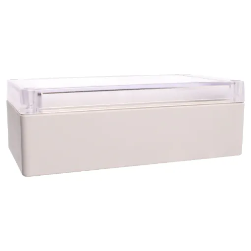 Supplied with neoprene lid sealing gasket. With the seal installed, these enclosures meet IP65 dust and hose proof standard. Supplied with a transparent lid (available with a solid grey lid, see H0306) PCB mounting points are moulded into the enclosure ba