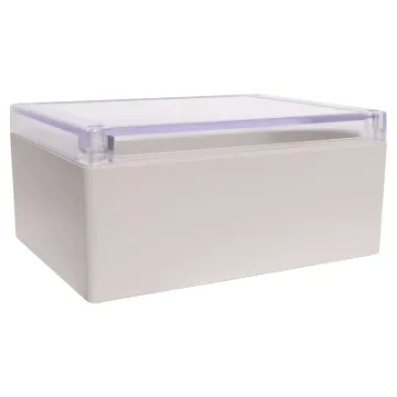 Supplied with neoprene lid sealing gasket. With the seal installed, these enclosures meet IP65 dust and hose proof standard. Supplied with a transparent lid (available with a solid grey lid, see H0308). PCB mounting points are moulded into the enclosure b