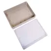 Supplied with neoprene lid sealing gasket. With the seal installed, these enclosures meet IP65 dust and hose proof standard. Supplied with a transparent lid (available with a solid grey lid, see H 0312A). PCB mounting points are moulded into the enclosure