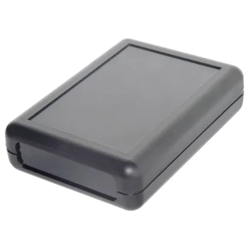 Compact handheld enclosure designed for test equipment, remote controls, RF equipment etc.
The two part construction has inbuilt standoffs in both halves for mounting a PCB. Includes inbuilt
battery compartment which suits 2xAA batteries (terminals avai