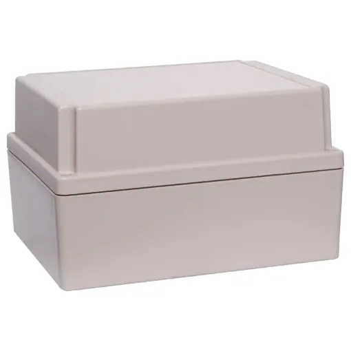 Supplied with neoprene lid sealing gasket and stainless steel fixing screws. With the seal installed, this enclosure meets IP65 dust and hose proof standard. Numerous PCB mounting points are moulded into the enclosure base. Lid incorporates a recess for a