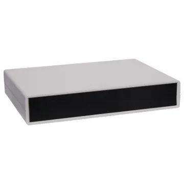 These moulded plastic cases are a two part design with a tongue and groove joint between the top and bottom sections.  This, coupled with the custom front and rear panels, ensures a perfect fit for a very professional finish.