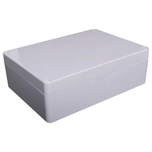The lid and base incorporate a tongue and groove sealing system with a neoprene gasket.
Wall mounting holes and lid fixing screws are outside the sealing area thus preventing the ingress of moisture and dust.
Internal guide slots for vertically mounting
