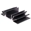 Black Anodised. Centre channel is wide enough to accept TO-3 devices.All 105W x 26H mm.
