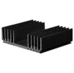 Black anodised. Incorporates a number of recessed "channels" on the flat side to enable self tapper screw fixing from chassis etc, without the need to drill holes. Other recesses are provided to mate with 1mm sheet metal thus allowing the construction of