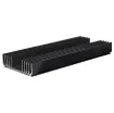 Black anodised. Incorporates a number of recessed "channels" on the flat side to enable self tapper screw fixing from chassis etc, without the need to drill holes. Other recesses are provided to mate with 1mm sheet metal thus allowing the construction of