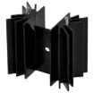 Suitable for flat pack semis up to TO-3P size. Vertical mount. Includes  2 PCB pins.
Thermal resistance: 	7.25C/W.