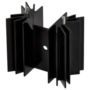 Suitable for flat pack semis up to TO-3P size. Vertical mount. Includes  2 PCB pins.
Thermal resistance: 	7.25C/W.