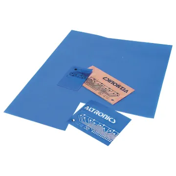 Ideal for making prototype PCBs, one off projects. Simply photocopy or laser print your artwork onto the film, cut to size, iron on to your copper laminated blank, then etch.