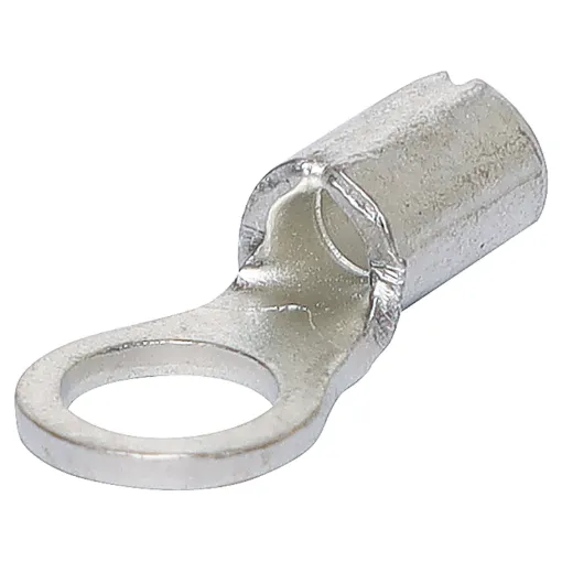 Uninsulated ring type crimp terminals. Cable entry 0.5-1.5mm2. (22-16AWG).