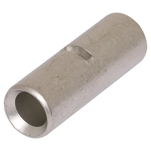 This 6AWG buttsplice crimp connector can easily join together DC power cables. Constructed from tubular copper, each join requires crimping on each side of the connection. An internal stopper ensures the copper conductors a placed correctly in the crimp prior to the crimping process. When stripping your 6AWG cable, remove 12mm of sheath from each e