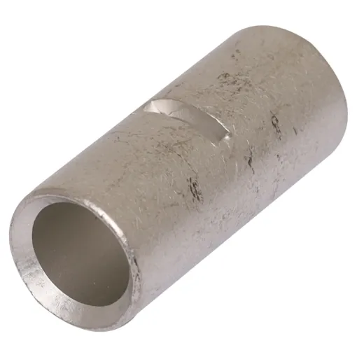 This 2AWG buttsplice crimp connector can easily join together DC power cables. Constructed from tubular copper, each join requires crimping on each side of the connection. An internal stopper ensures the copper conductors a placed correctly in the crimp prior to the crimping process. When stripping your 2AWG cable, remove 14.5mm of sheath from each