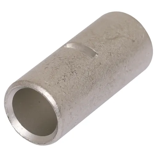 This 1/0AWG buttsplice crimp connector can easily join together DC power cables. Constructed from tubular copper, each join requires crimping on each side of the connection. An internal stopper ensures the copper conductors a placed correctly in the crimp prior to the crimping process. When stripping your 1/0AWG cable, remove 16.5mm of sheath from