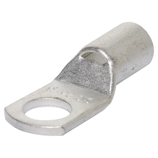 Heavy duty crimp terminal for connecting battery banks. 8mm stud size. Suits 25mm<sup>2</sup> (4 AWG) cable.
Sold individually.