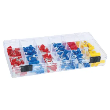 Includes an assortment of male and female spade connectors, cable joiners, cup connectors, bullet connectors, ring terminals and piggy back connectors. 10 each of the commonly used crimp lugs, 5 each of the less common. 160 pieces total.
