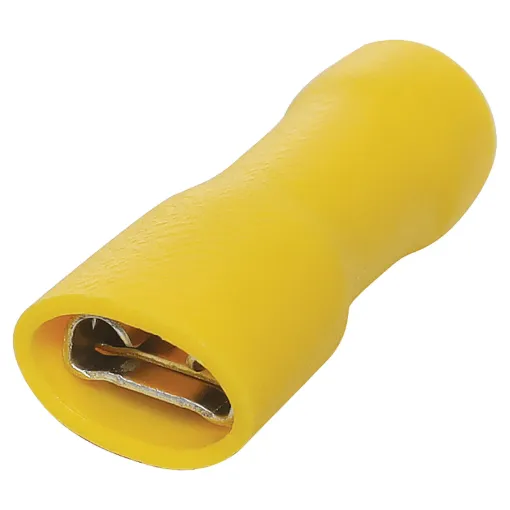 Spade type with double crimp
Cable Entry Size:  4-6mm 
Stud: 6.3mm